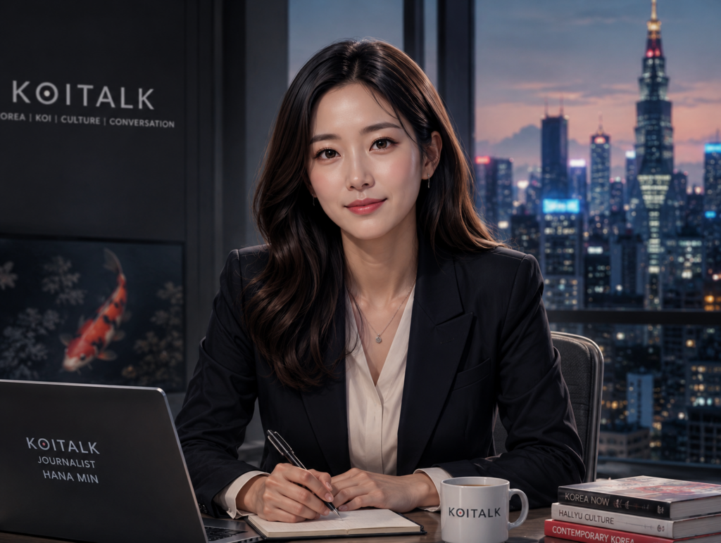 Hana Min, editor of Bidan Ingeo Weekly, at the KoiTalk editorial desk